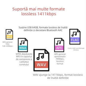 Receiver Bluetooth pentru mașină către AUX cu redare USB/U-Disk, decoder Hi-Fi audio, alimentare 5V, Model ZK-PT2
