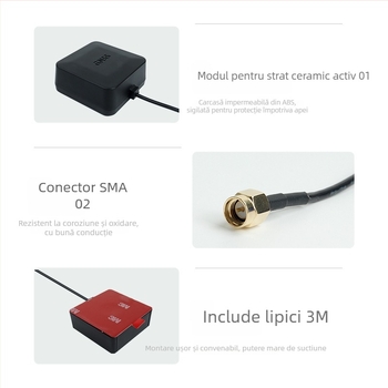 Antena GNSS pentru vehicul GPS/BeiDou, activă, cu câștig înalt, montaj exterior