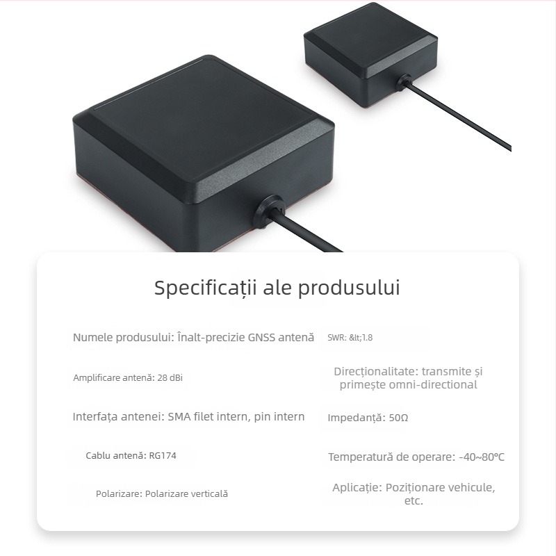 Antena GNSS pentru vehicul GPS/BeiDou, activă, cu câștig înalt, montaj exterior