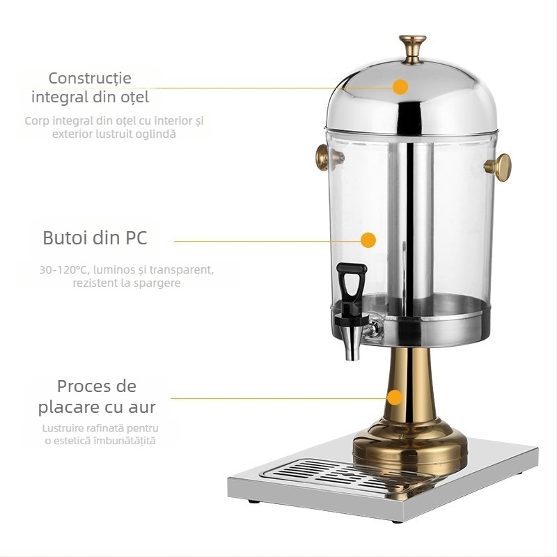 Dispenser de băuturi din oțel inoxidabil cu robinet — fierbinte și rece, aparat comercial cu mai multe capete