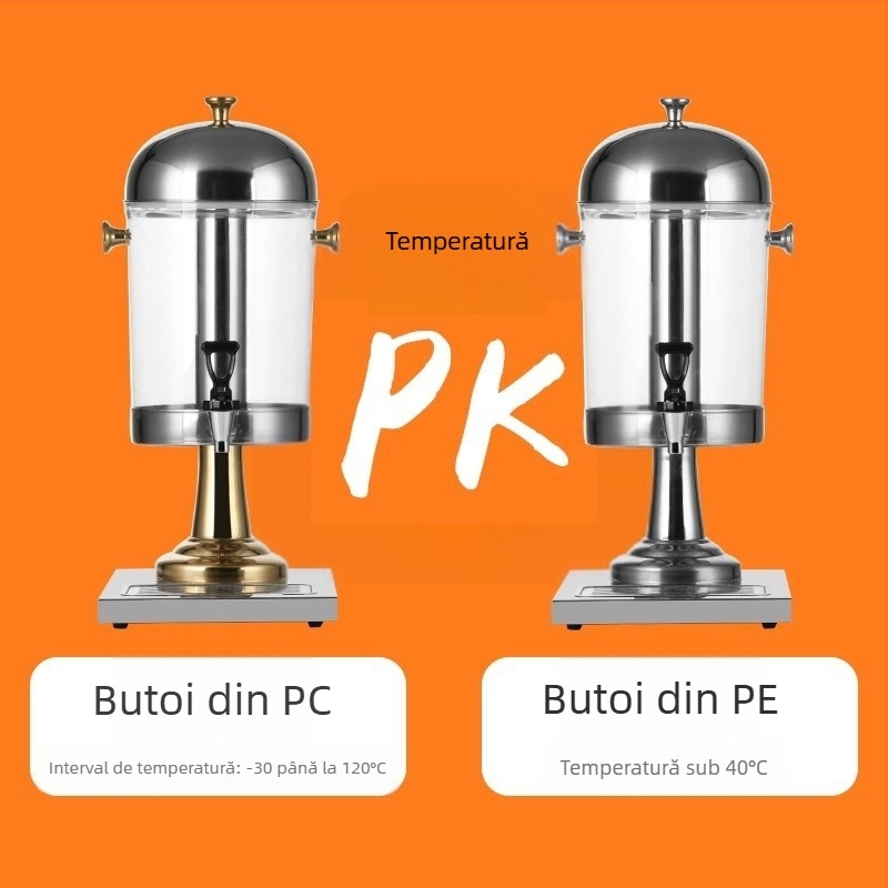 Dispenser de băuturi din oțel inoxidabil cu robinet — fierbinte și rece, aparat comercial cu mai multe capete