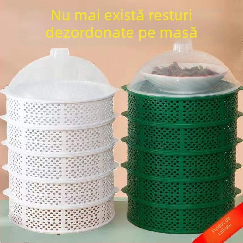 Dulap de bucătărie ventilat, cu mai multe niveluri, pentru resturi și farfurii; suport pentru farfurii; cutie de depozitare; nou