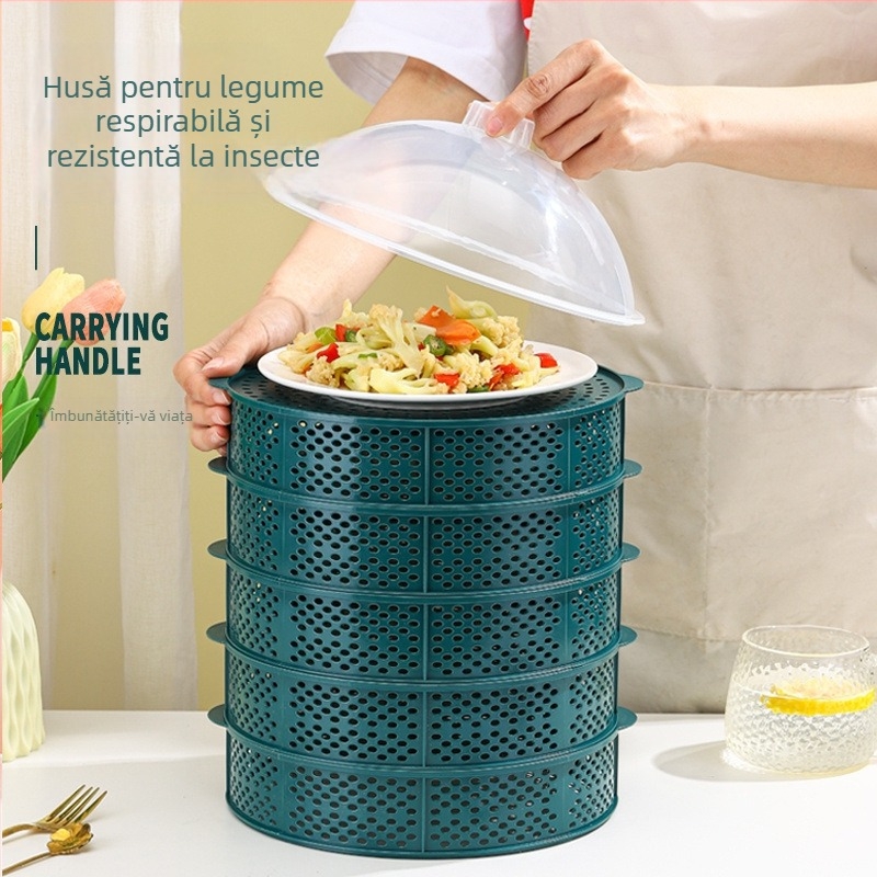 Dulap de bucătărie ventilat, cu mai multe niveluri, pentru resturi și farfurii; suport pentru farfurii; cutie de depozitare; nou