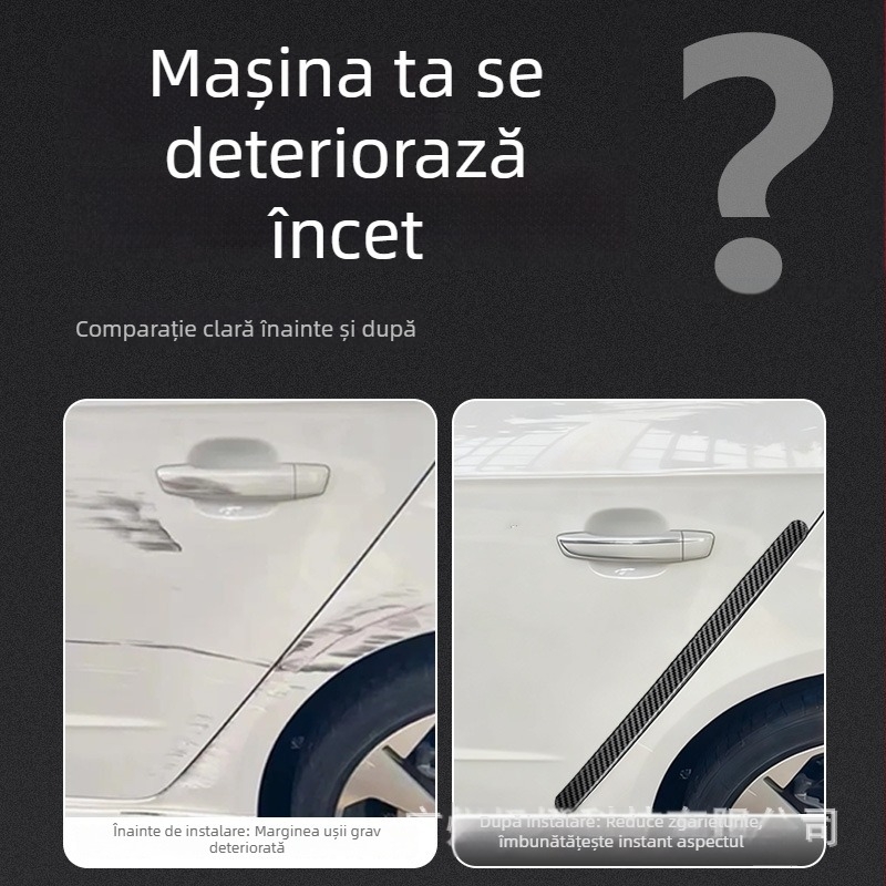 Karuiya etichetă PVC anti-coliziune pentru ușile autoturismului, universală, textură carbon