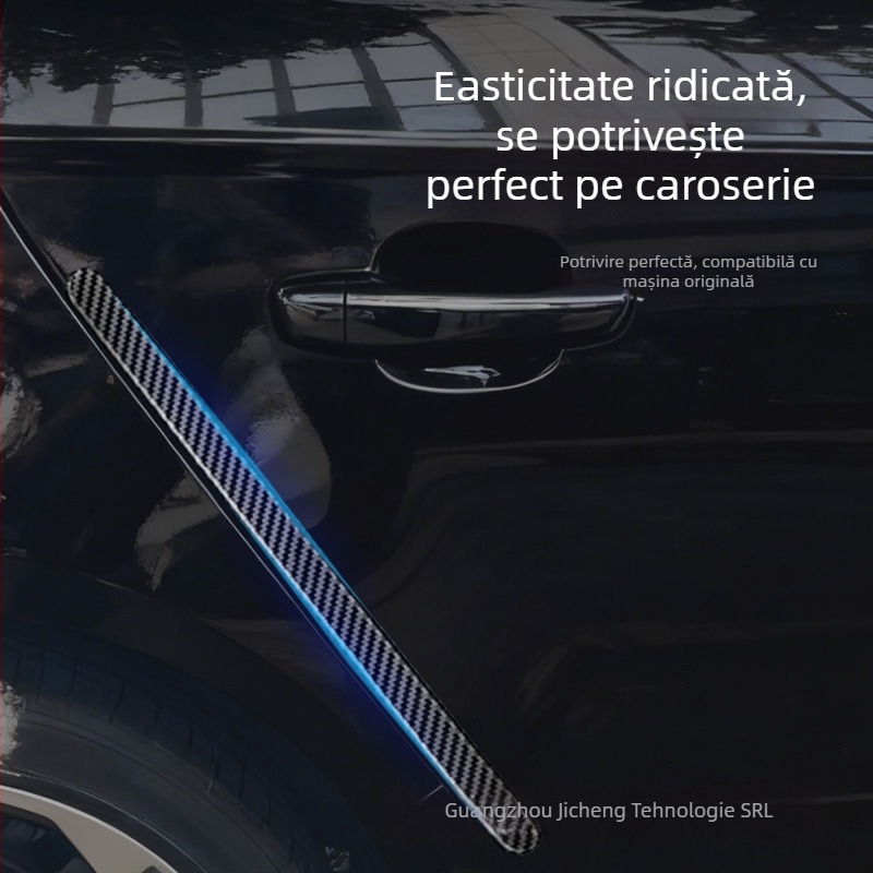 Karuiya etichetă PVC anti-coliziune pentru ușile autoturismului, universală, textură carbon