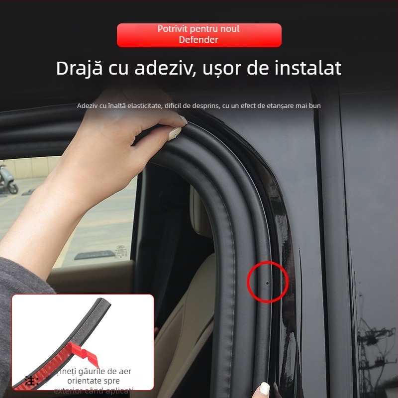 Bandă de etanșare din cauciuc pentru ușile Land Rover Defender, coloană A, protecție împotriva prafului și izolare fonică