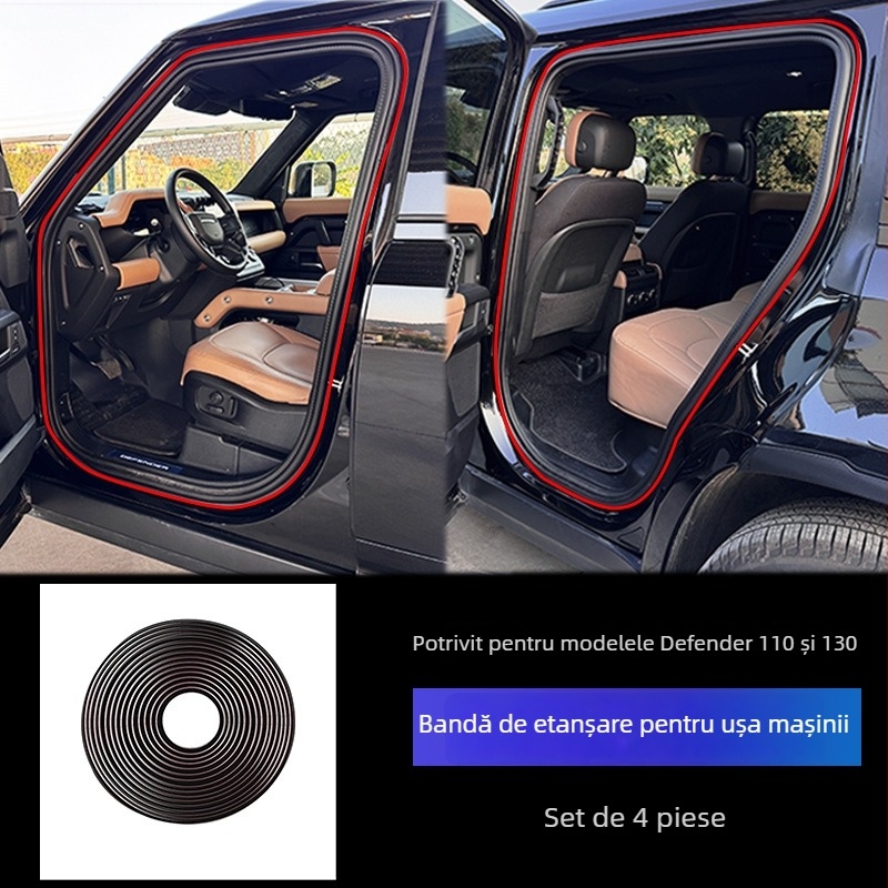 Bandă de etanșare din cauciuc pentru ușile Land Rover Defender, coloană A, protecție împotriva prafului și izolare fonică