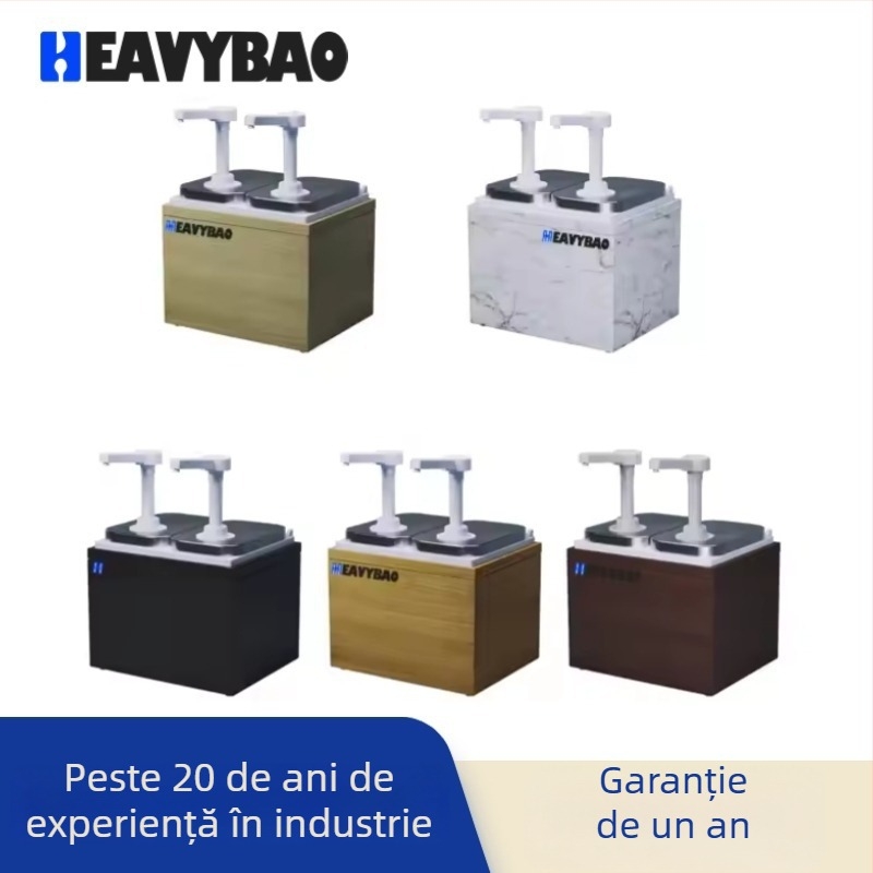 Dozator de sos din oțel inoxidabil, 1 L, corp PP, pompă manuală, imprimare logo