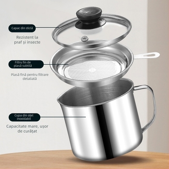 Cană de filtrare pentru bufet din oțel inoxidabil cu capac, design modern și simplu (personalizare disponibilă, imprimare logo)