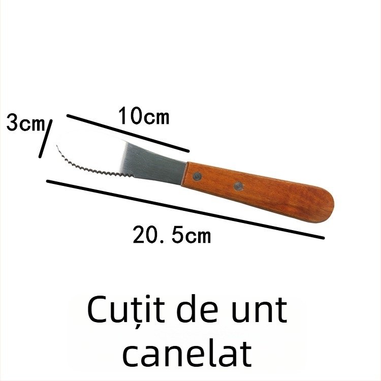 Echipament bufet Kun Chef: oțel inoxidabil cu mâner din lemn, siglă imprimată