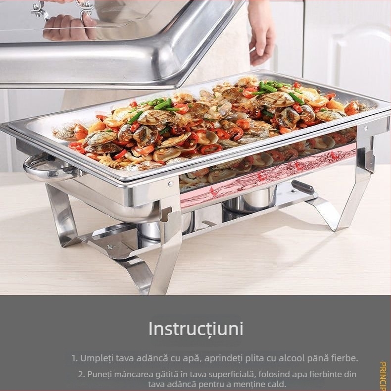 Aragaz de bufet din oțel inoxidabil cu compartimente izolate pentru mic dejun și mâncare rapidă