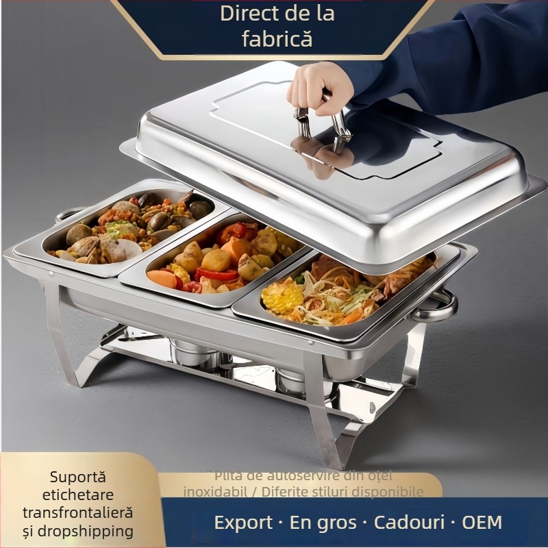 Aragaz de bufet din oțel inoxidabil cu compartimente izolate pentru mic dejun și mâncare rapidă