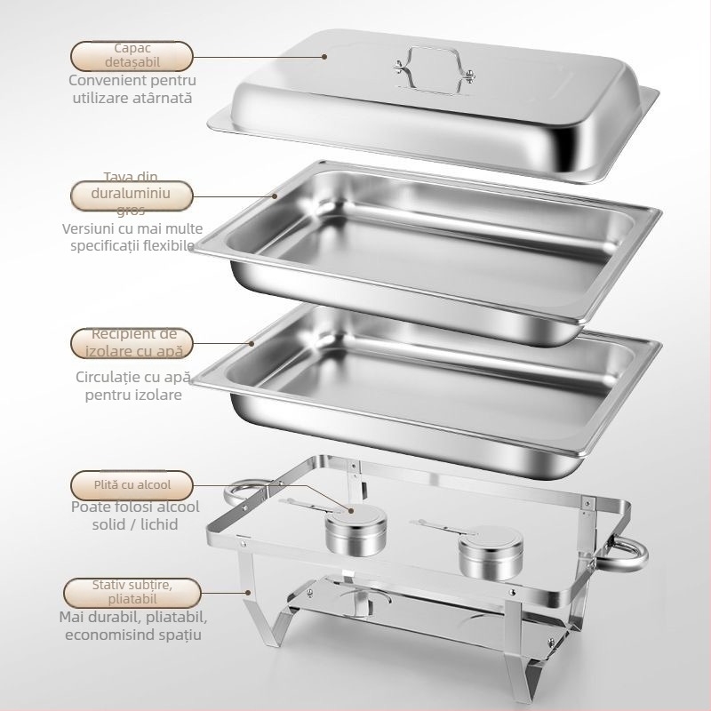 Aragaz de bufet din oțel inoxidabil cu compartimente izolate pentru mic dejun și mâncare rapidă