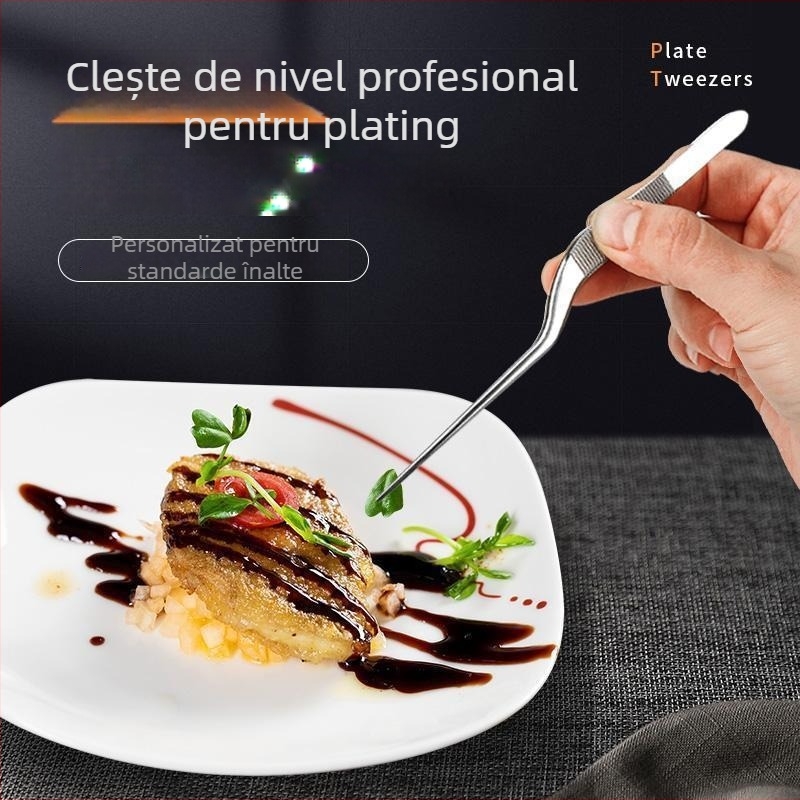 Pince din oțel inoxidabil pentru plating, gastronomie moleculară, aranjare artistică a farfuriei — echipament bufet, Brand: Other, Imprimare logo: Da