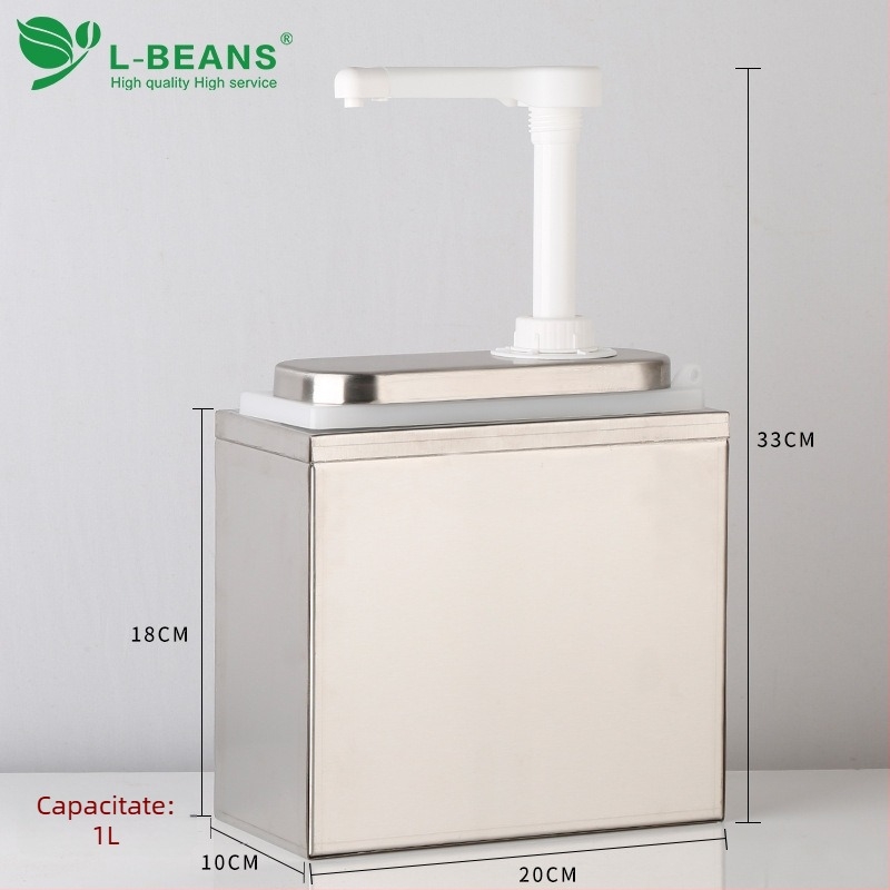 Pompa de sos din plastic cu bază și presă din oțel inox – echipament bufet, marcă l-beans, logo imprimat, calitate de primă clasă, lansat în 2016