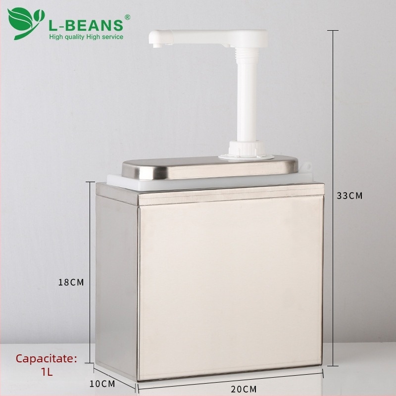 Pompa de sos din plastic cu bază și presă din oțel inox – echipament bufet, marcă l-beans, logo imprimat, calitate de primă clasă, lansat în 2016