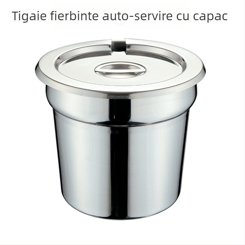 Oală de supă din oțel inoxidabil pentru bufet cu capac, imprimare logo disponibilă, calitate premium