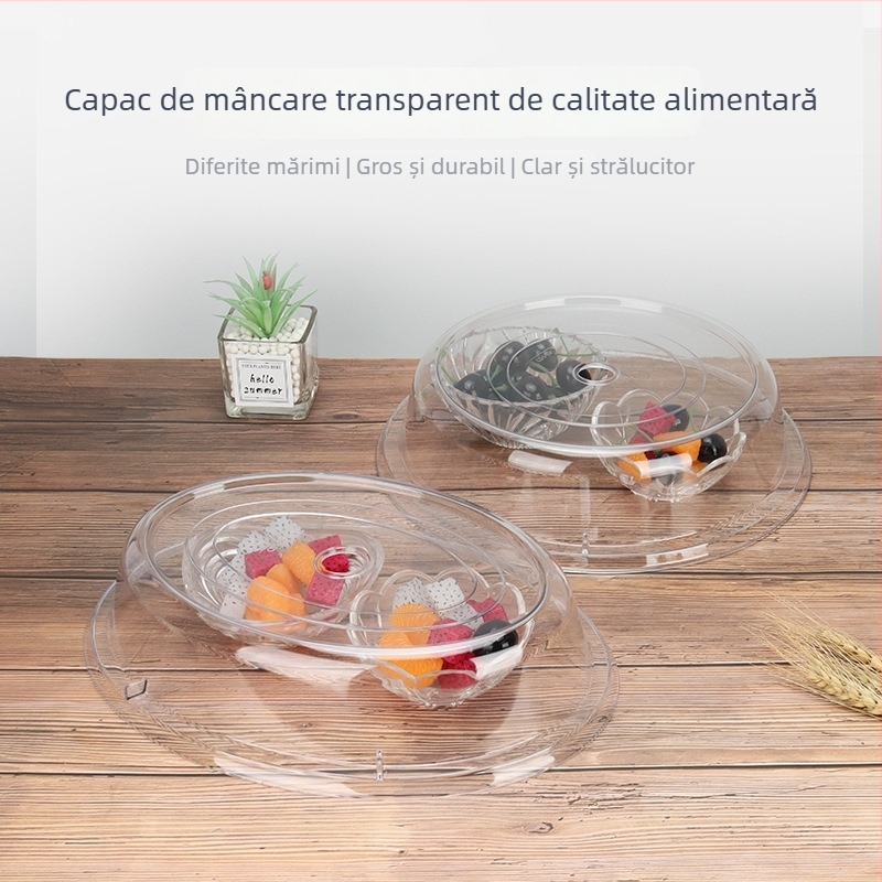 Capac PC pentru alimentație – rotund și oval, transparent, rezistent la căderi, echipament bufet; Material: PC plastic; Brand: Qianghong; Logo tipărit