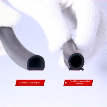 Bandă de etanșare pentru automobile - Tip D, cauciuc, grosime 1,5 mm, pentru uși, capotă și portbagaj