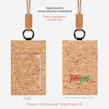 Suport card cu șnur – 3 sloturi pentru carduri, model lemnos, lemn moale, 1 slot frontal + 2 sloturi din spate, cusătură dublă la margine, stil urban minimalist