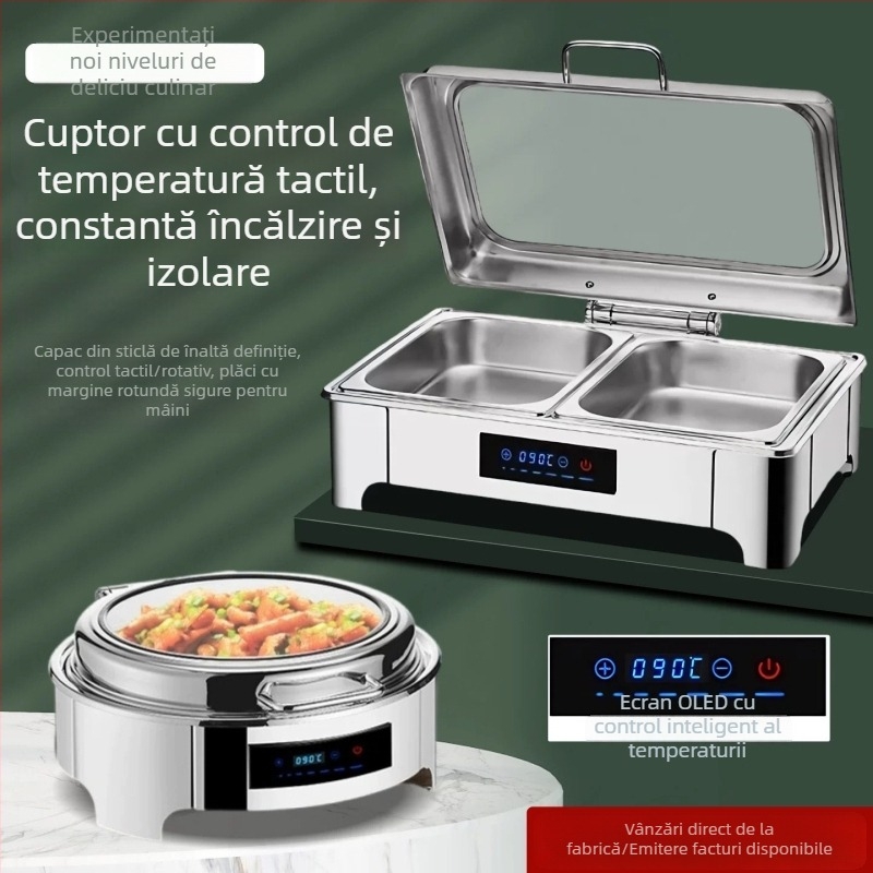Echipament bufet din oțel inoxidabil cu încălzire electrică hidraulică, capac rabatabil vizibil cu izolație, încălzitor electric pentru autoservire