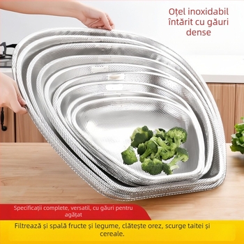 Oțel inoxidabil, coș de strecurare cu găuri dense pentru spălarea legumelor și fructelor, bucătărie