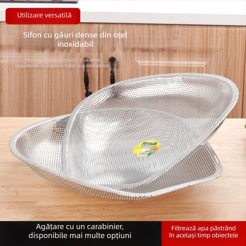 Oțel inoxidabil, coș de strecurare cu găuri dense pentru spălarea legumelor și fructelor, bucătărie