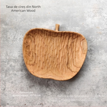 Farfurie din lemn în formă de pară, lucrată manual, texturată, din lemn masiv (Material: Nuc nord-american; Formă: pară; Finisaj: texturat; Construcție: lemn masiv; Stil: simplitate modernă)
