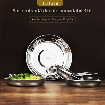 Farfurie rotundă din oțel inoxidabil 316, de calitate alimentară, pentru fructe, copii și uz casnic