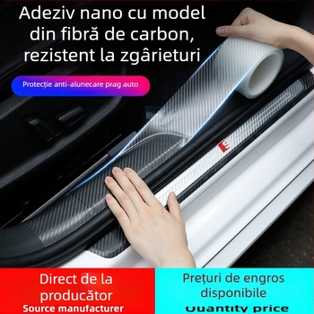 Protecție prag auto din fibră de carbon, bandă transparentă anti-coliziune pentru marginea ușii, protecție pentru oglindile retrovizoare, portbagaj și pedale