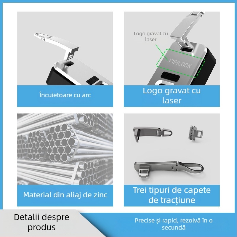 Lacăt cu amprentă pentru genți – Fly Locke, zinc + PC, 45 g, logo imprimat