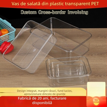 Tavă pătrată din plastic pentru feluri reci și marinate, depozitare transparentă, conservare a alimentelor