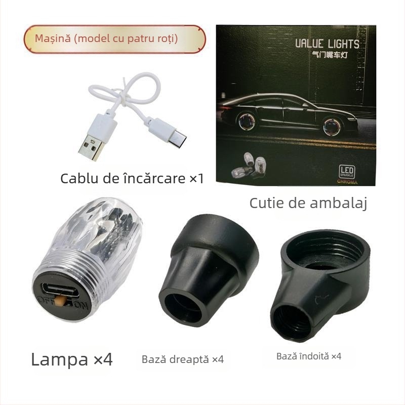 Lampă de valve a pneurilor – cauciuc, tip răsucire, Cruise Dragon, universală pentru mașini, motociclete, biciclete și vehicule electrice