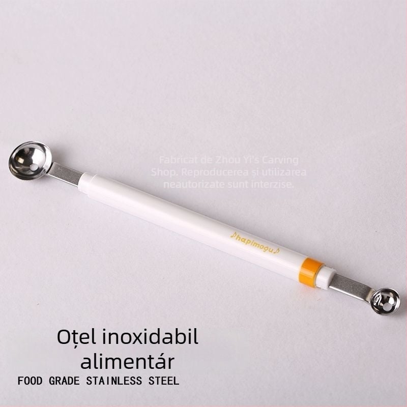 Lingură dublă din metal pentru fructe, cu margini ascuțite pentru extragerea ușoară a ingredientelor, stil coreean, design simplu