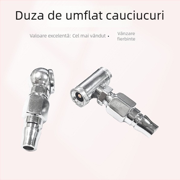 Duză dublă pentru umflarea anvelopelor, utilizare multiplă, compatibilă cu pompa manuală și alimentarea cu aer pentru camion