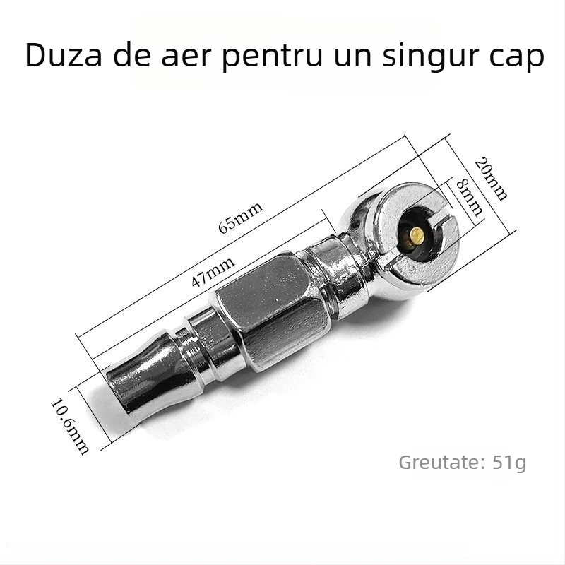 Duză dublă pentru umflarea anvelopelor, utilizare multiplă, compatibilă cu pompa manuală și alimentarea cu aer pentru camion