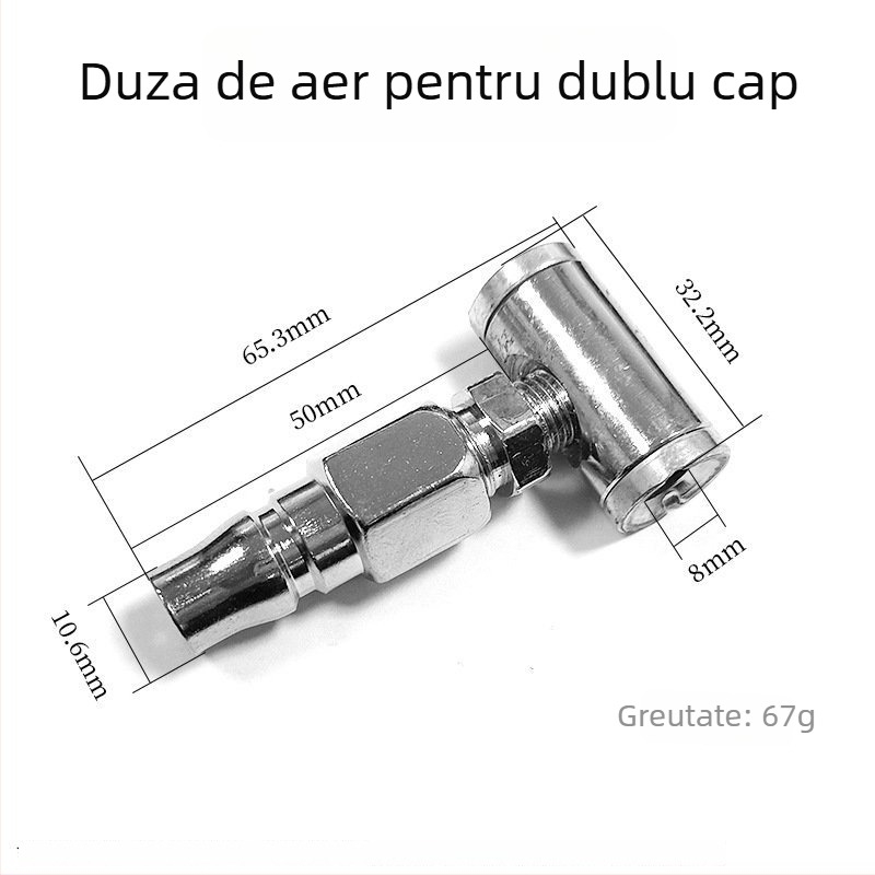 Duză dublă pentru umflarea anvelopelor, utilizare multiplă, compatibilă cu pompa manuală și alimentarea cu aer pentru camion