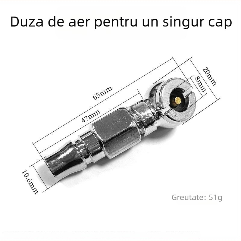 Duză dublă pentru umflarea anvelopelor, utilizare multiplă, compatibilă cu pompa manuală și alimentarea cu aer pentru camion