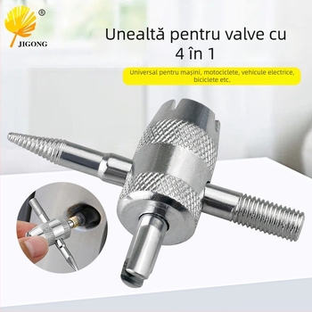 Record Work Unealtă 4 în 1 pentru valve pneuri – demontor nucleu valvei, 45# oțel, greutate 19 g