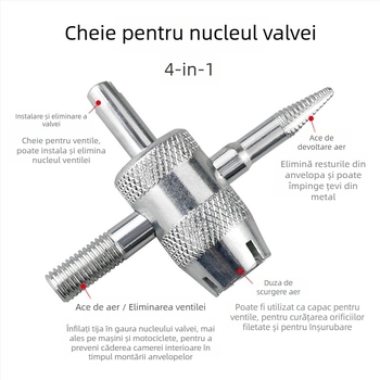 Record Work Unealtă 4 în 1 pentru valve pneuri – demontor nucleu valvei, 45# oțel, greutate 19 g