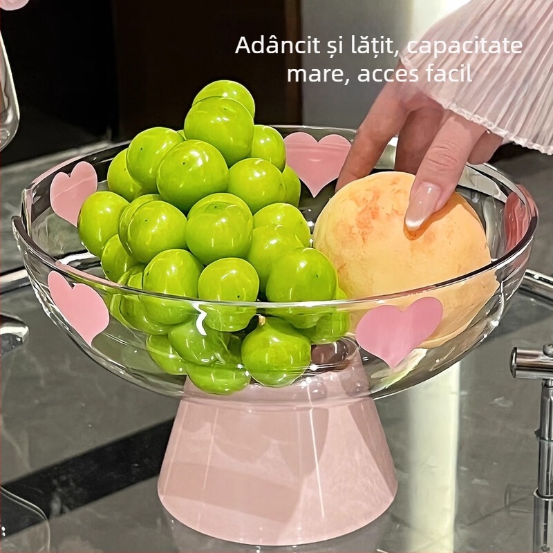 Farfurie pentru fructe cu coș de scurgere în formă de inimă și cutie de depozitare, material PET+ABS, stil modern simplu, calitate de primă clasă
