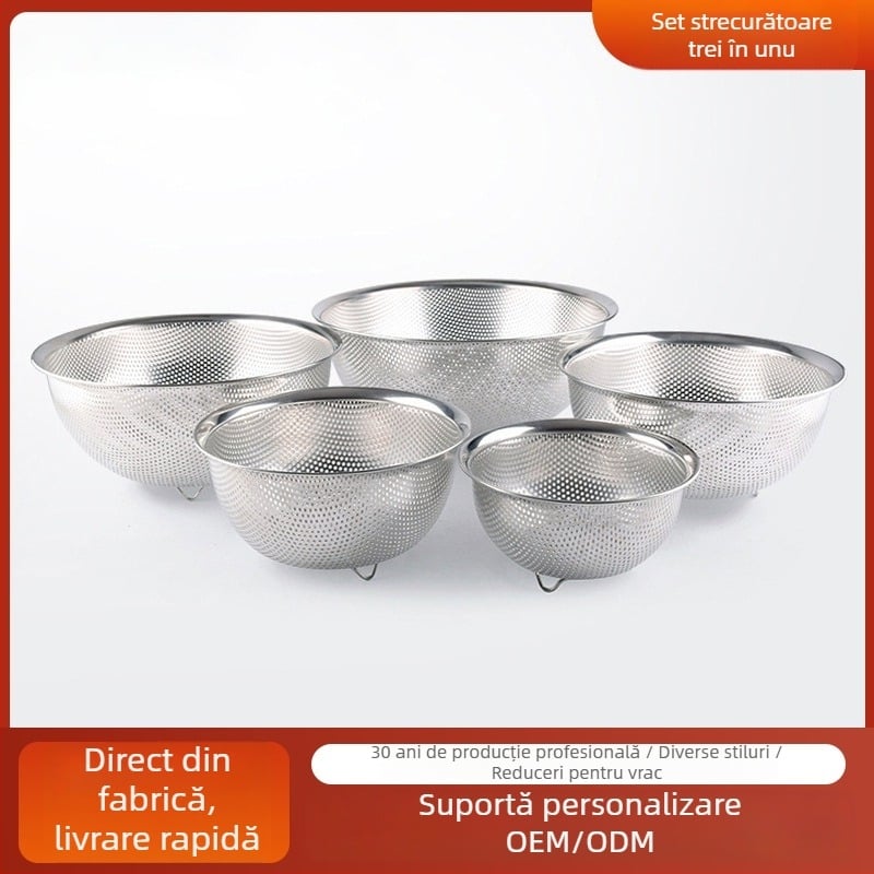 Set de scurgere din oțel inoxidabil 304 pentru bucătărie, cu coș pentru legume și fructe