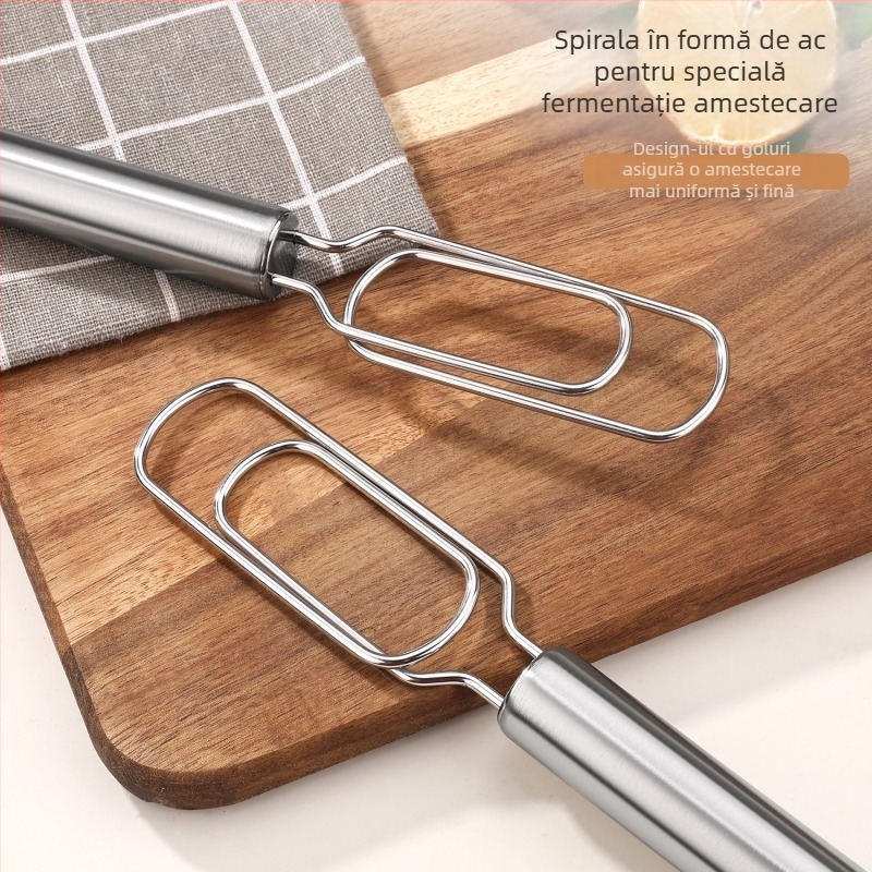 Mixer de aluat din oțel inoxidabil 430 – manual, cu mâner pentru coacere acasă și fermentația aluatului