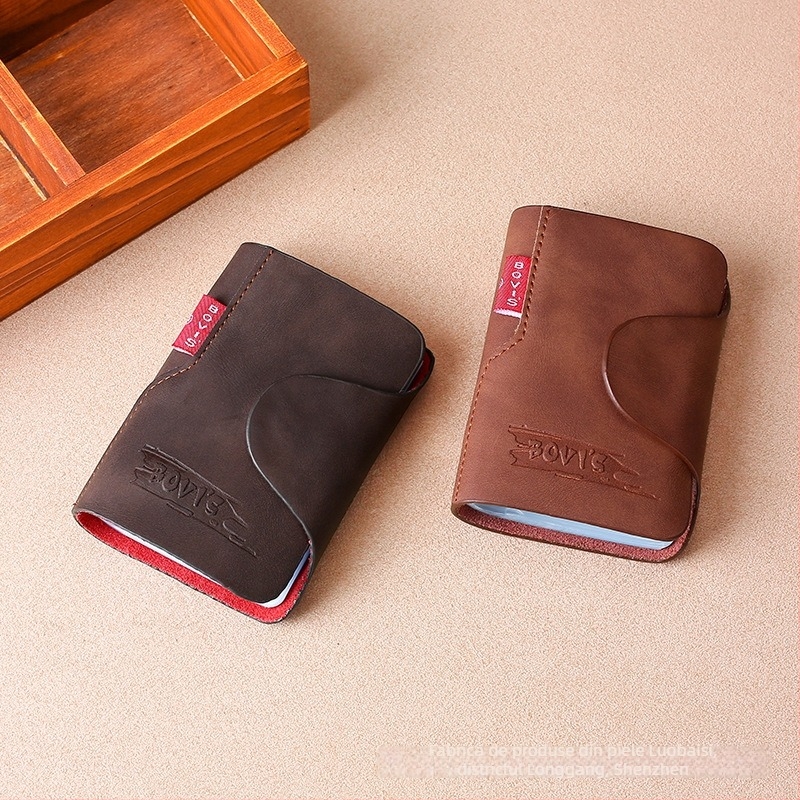 Husa pentru carduri Bovis 8781-5#, piele PU mată, închidere cu fermoar, interior: spațiu pentru fotografie și compartimente pentru carduri, model cu litere, logo tipărit