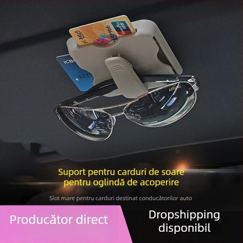 Suport card pentru parasolar auto — clips pentru ochelari, buzunar pentru bilete — ABS