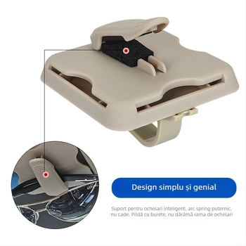 Suport card pentru parasolar auto — clips pentru ochelari, buzunar pentru bilete — ABS