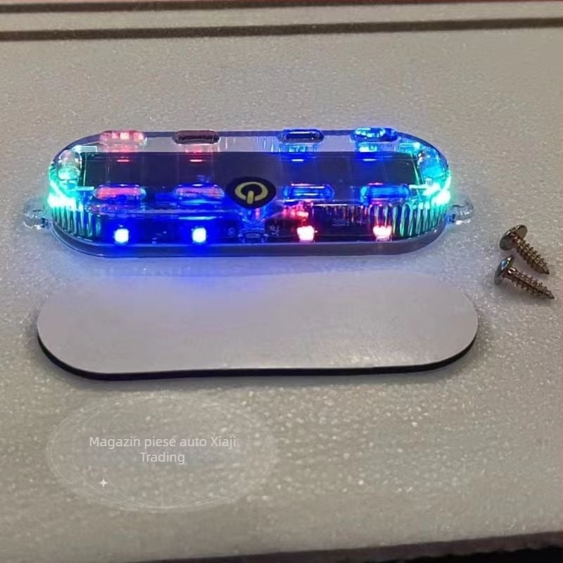 Lampă decorativă LED solară pentru motocicletă și tricicletă electrică – lampă de avertizare, capac oval, 4000K, durată 50.000h