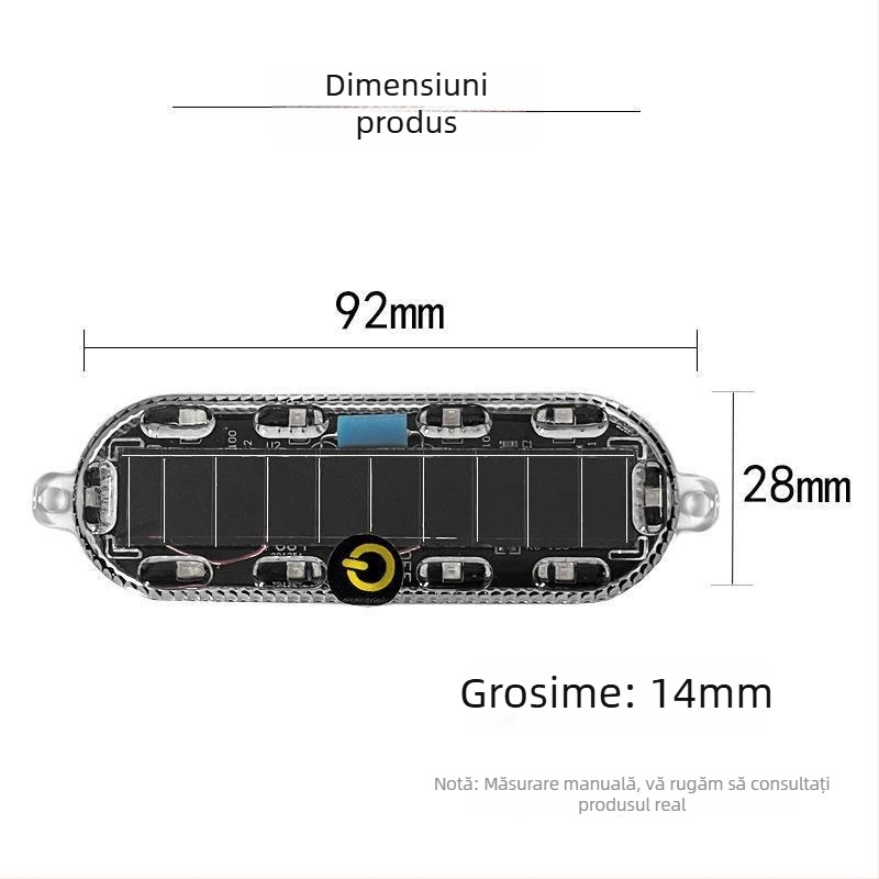 Lampă decorativă LED solară pentru motocicletă și tricicletă electrică – lampă de avertizare, capac oval, 4000K, durată 50.000h