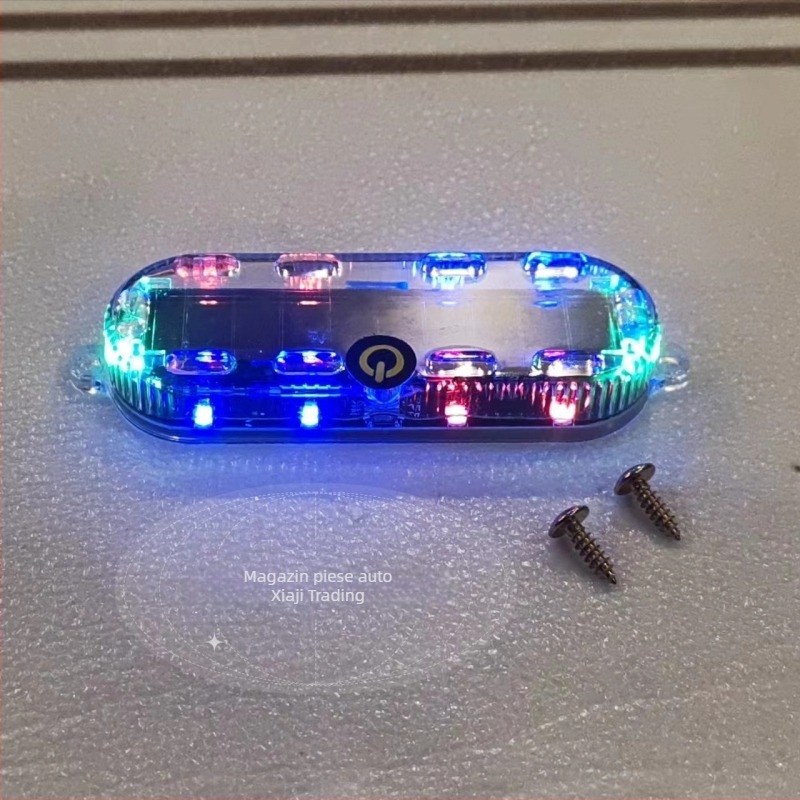 Lampă decorativă LED solară pentru motocicletă și tricicletă electrică – lampă de avertizare, capac oval, 4000K, durată 50.000h