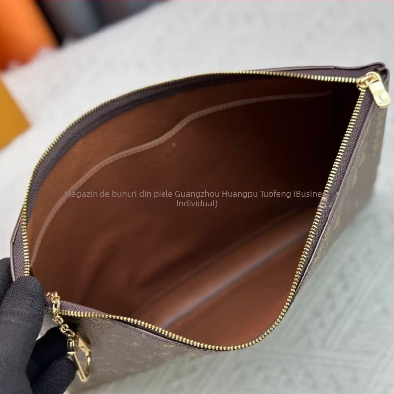 Portofel pentru monede cu fermoar, din piele naturală, unisex, imprimeu cu litere, căptușeală din piele de vită